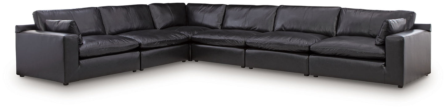 Modern Leather Match Sectional