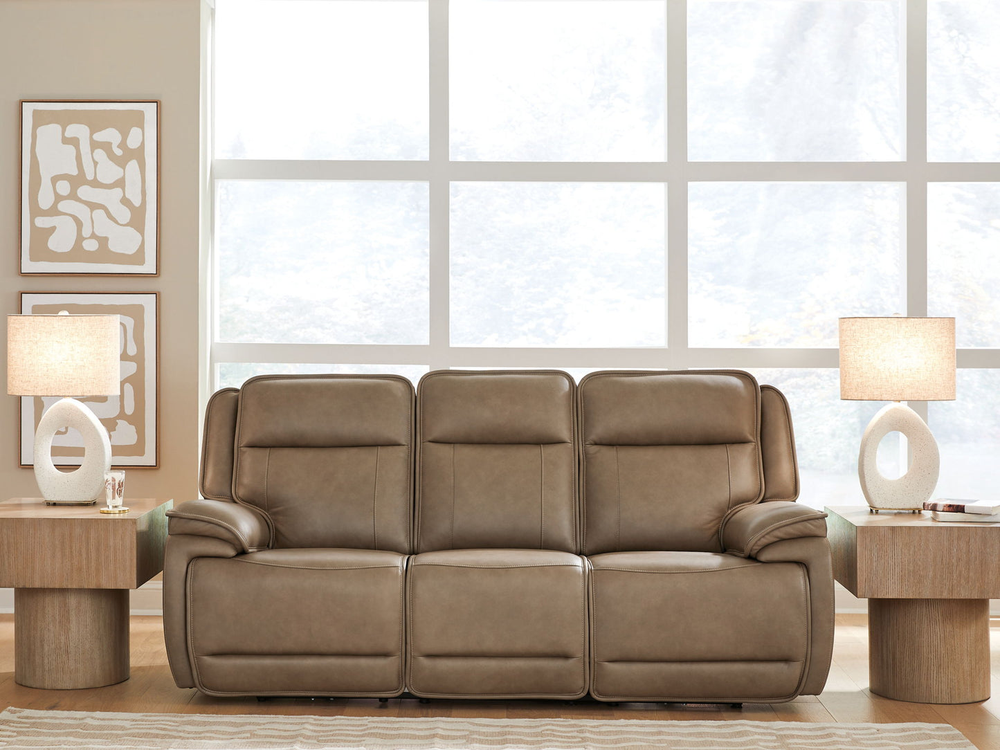 Modern Leather Match Sofa