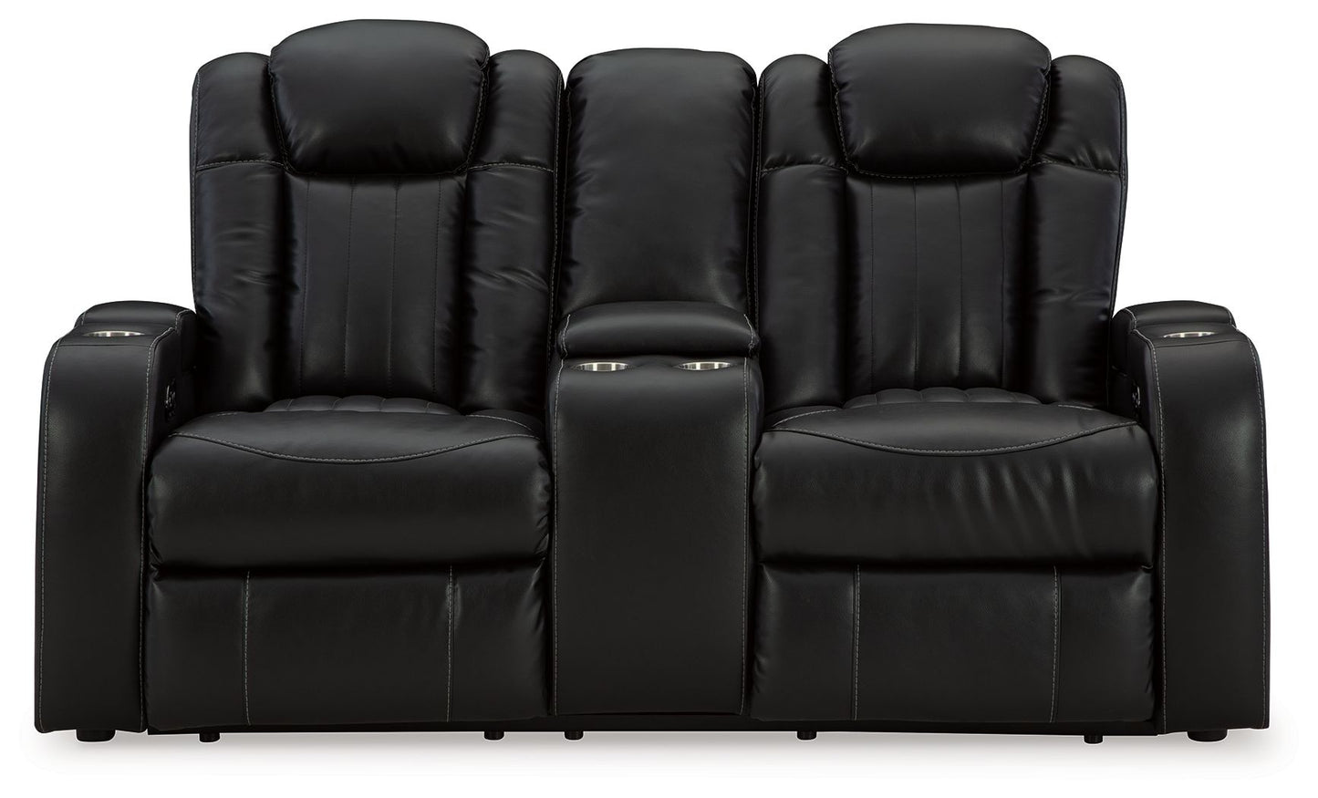Midnight Faux Leather Upholstered Storage Reclining Loveseat - rear view