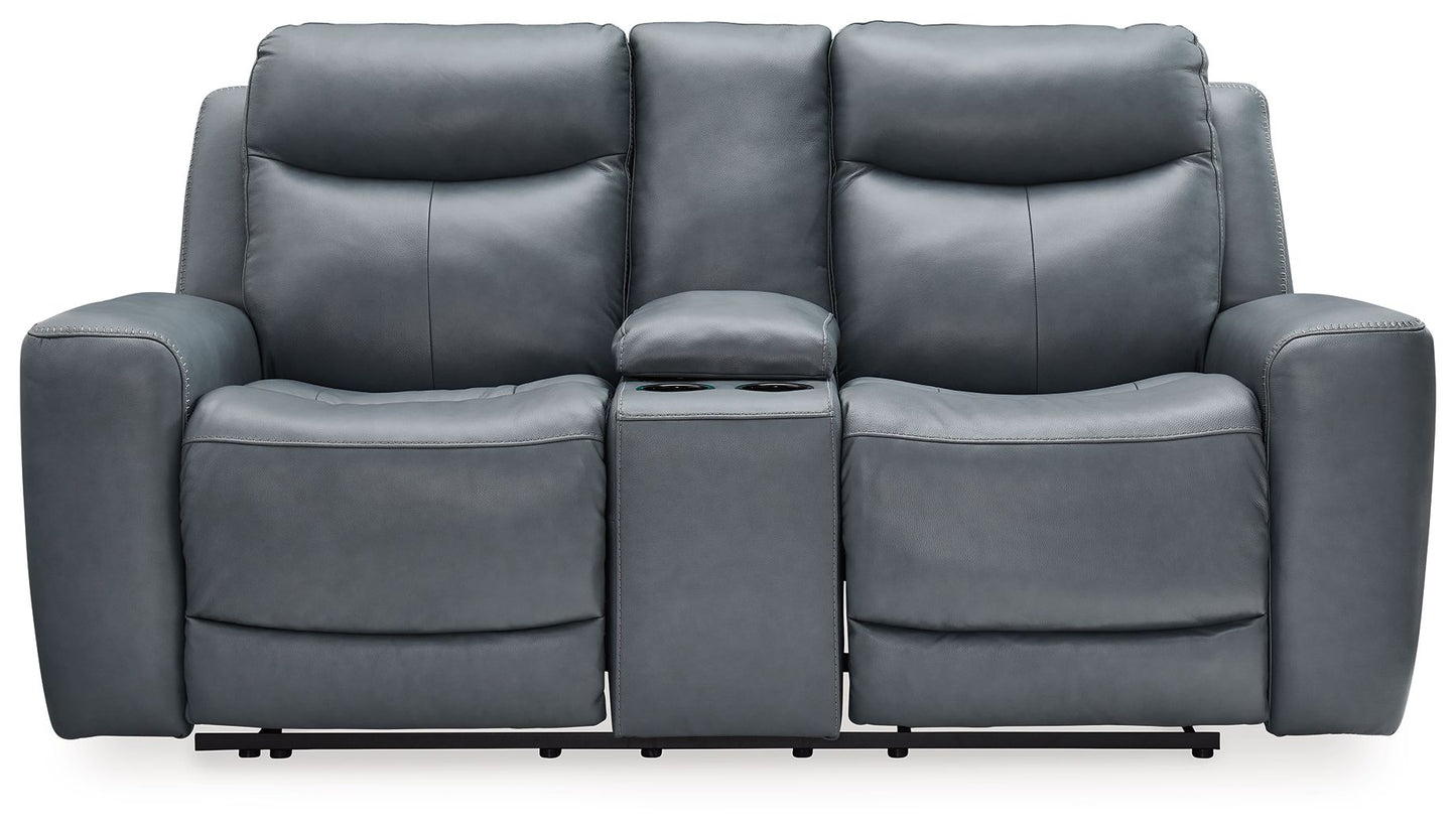 Dark Gray Metal Reclining Loveseat - rear view