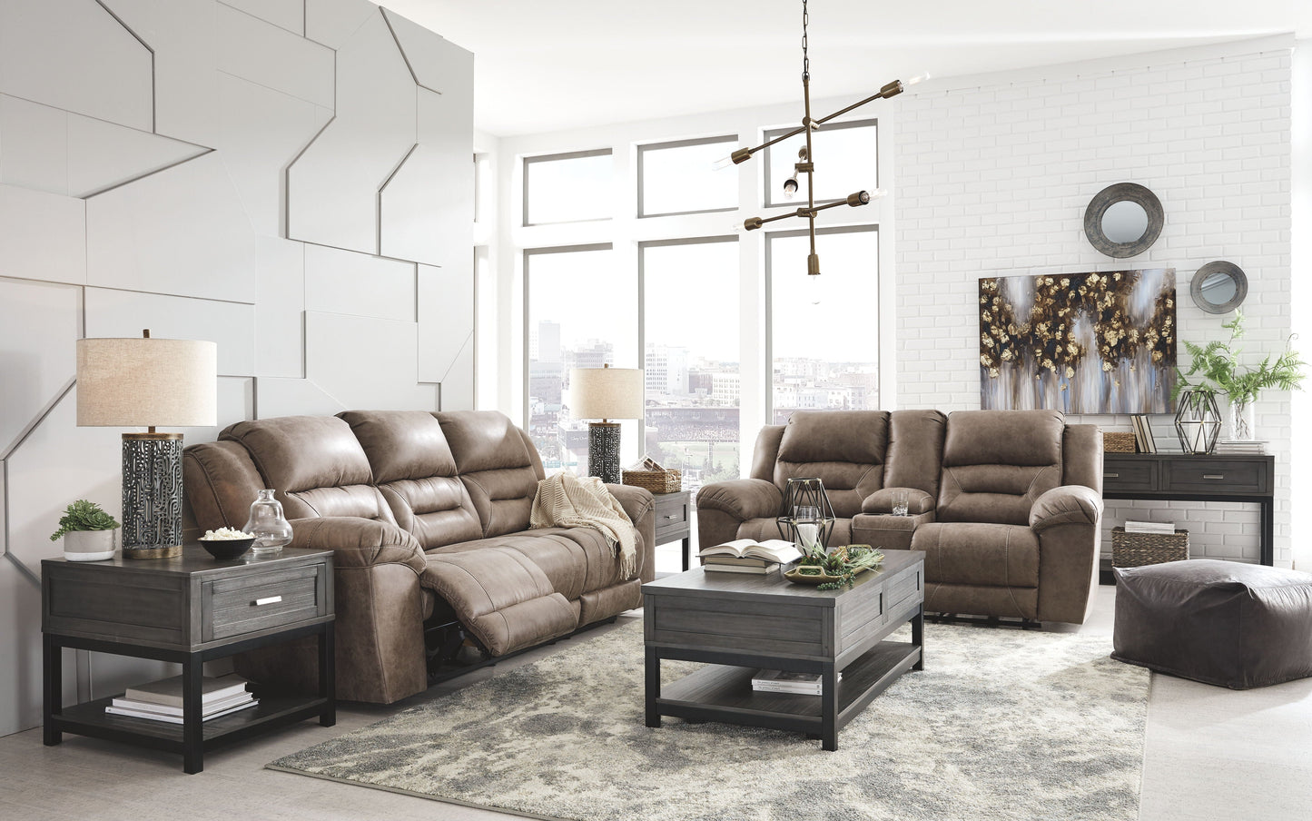 Modern Faux Leather 3 Piece Living Room Sets