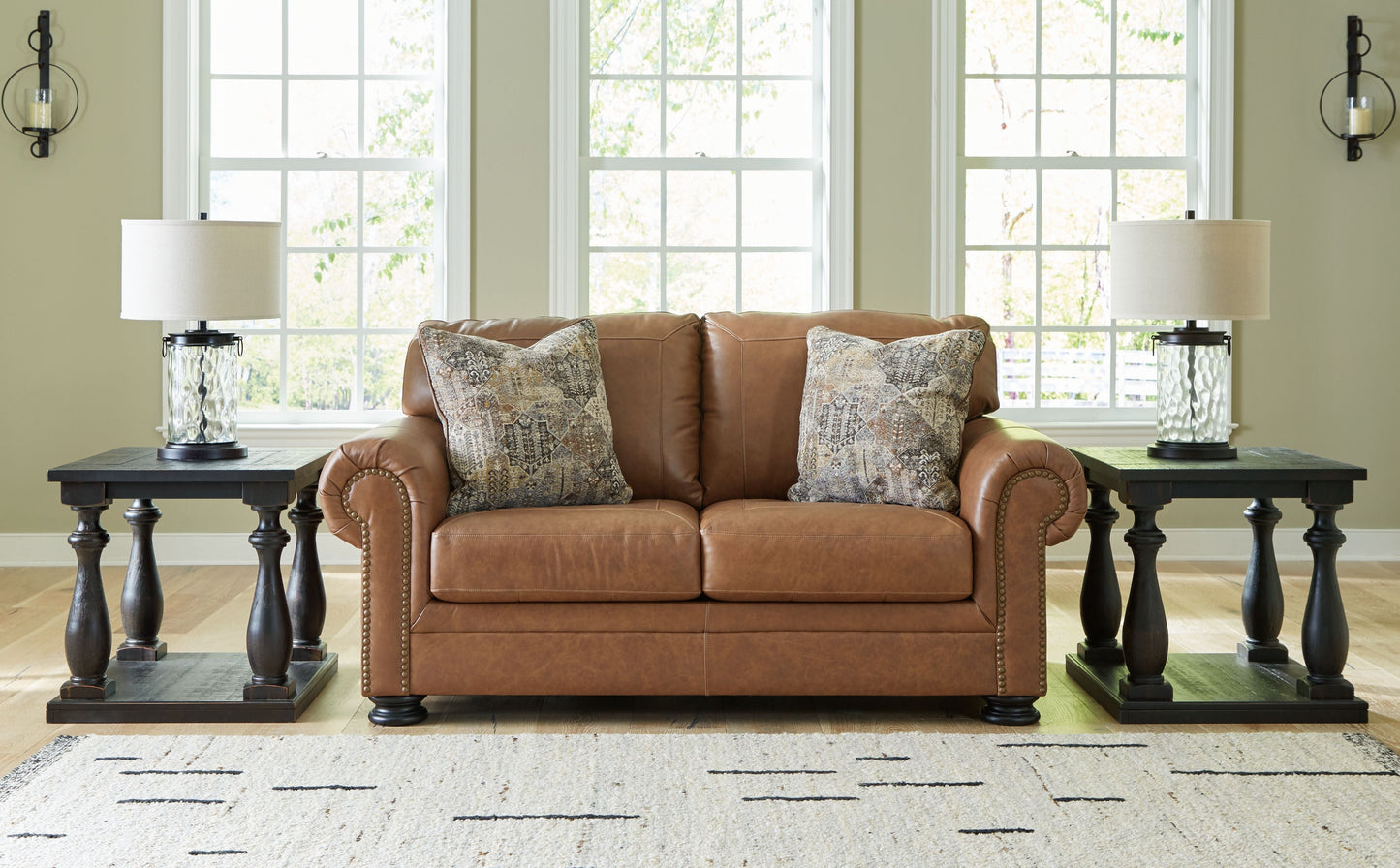 Traditional Leather Match Loveseat