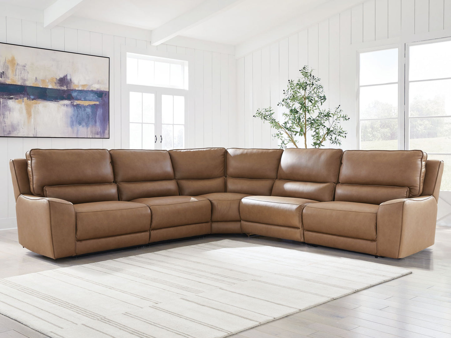 Modern Leather Match Sectional