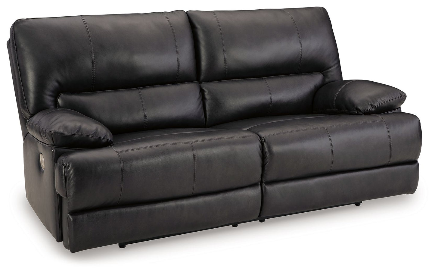 Black Leather Upholstered Reclining Sofa And Loveseat 7/18 - detail view