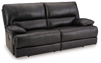 Black Leather Upholstered Reclining Sofa And Loveseat 7/18 - detail view