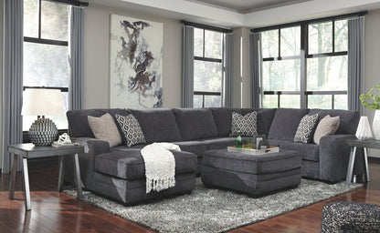 Modern Fabric 4 Piece Living Room Sets - Dark Gray - 4 Pc. - Left Arm Facing Corner Chaise, Armless Loveseat, Right Arm