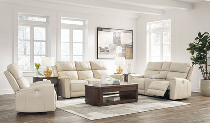 Modern Leather Match Sofa - Beige - 3 Pc. Sofa, Loveseat, Chair