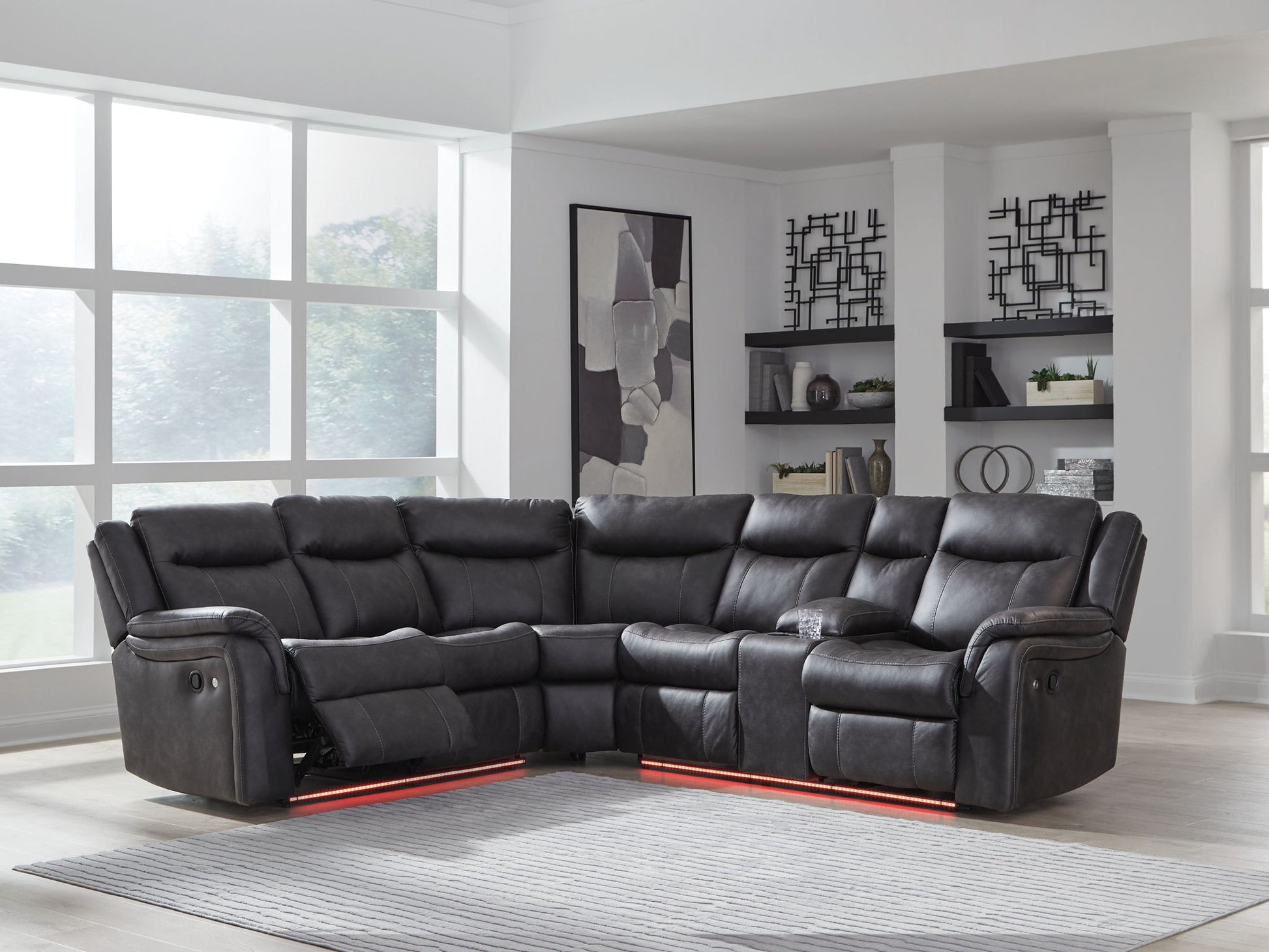 Modern Faux Leather 2-Piece Sectional