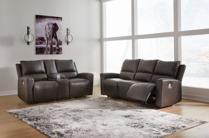 Modern Leather Match Sofa - Dark Brown - 2 Pc. Power Reclining Sofa, Power Reclining Loveseat