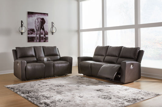 Modern Leather Match Sofa - Dark Brown - 2 Pc. Power Reclining Sofa, Power Reclining Loveseat