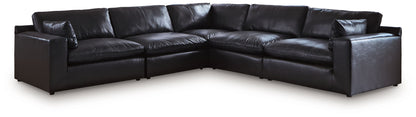 Modern Leather Match Sectional