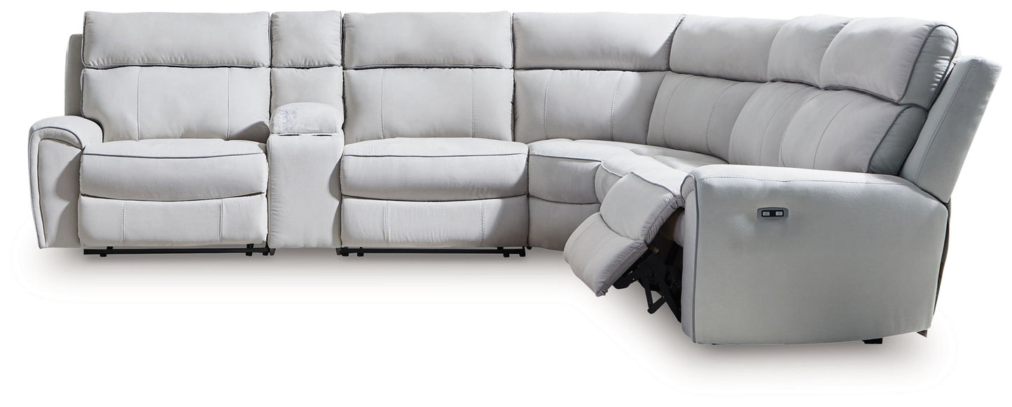 Modern Fabric Sectional - Gray - 6 Pc. Reclining Sectional