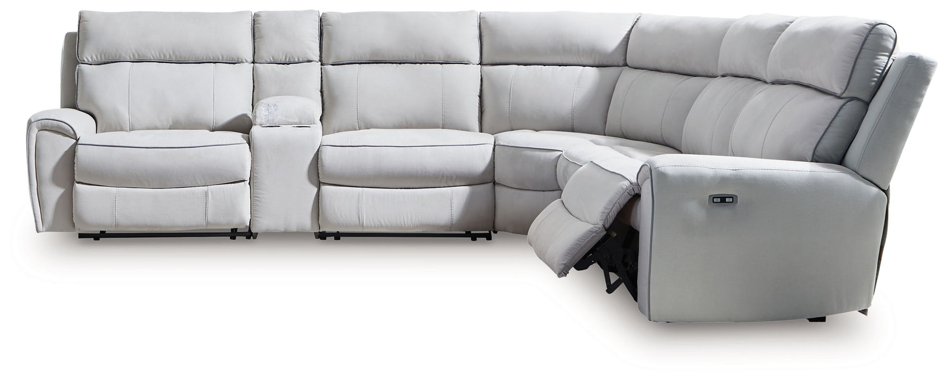 Modern Fabric Sectional - Gray - 6 Pc. Reclining Sectional