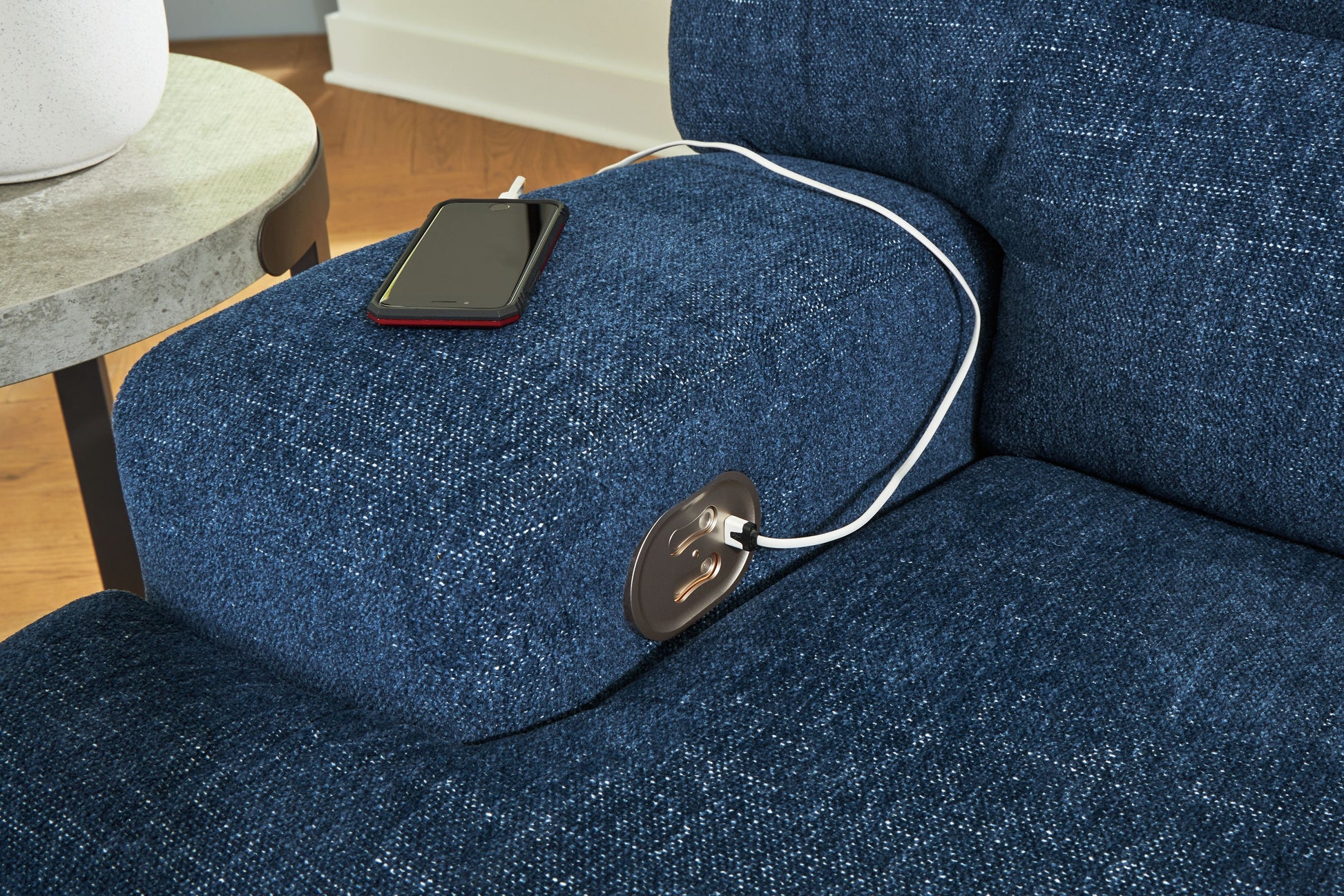 Modern Fabric Sectional - Pewter - 6 Pc. Power Reclining Sectional With RAF Power Reclining Back Chaise