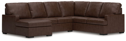 Modern Leather Match Sectional - Coffee - 3 Pc. LAF Corner Chaise Sectional