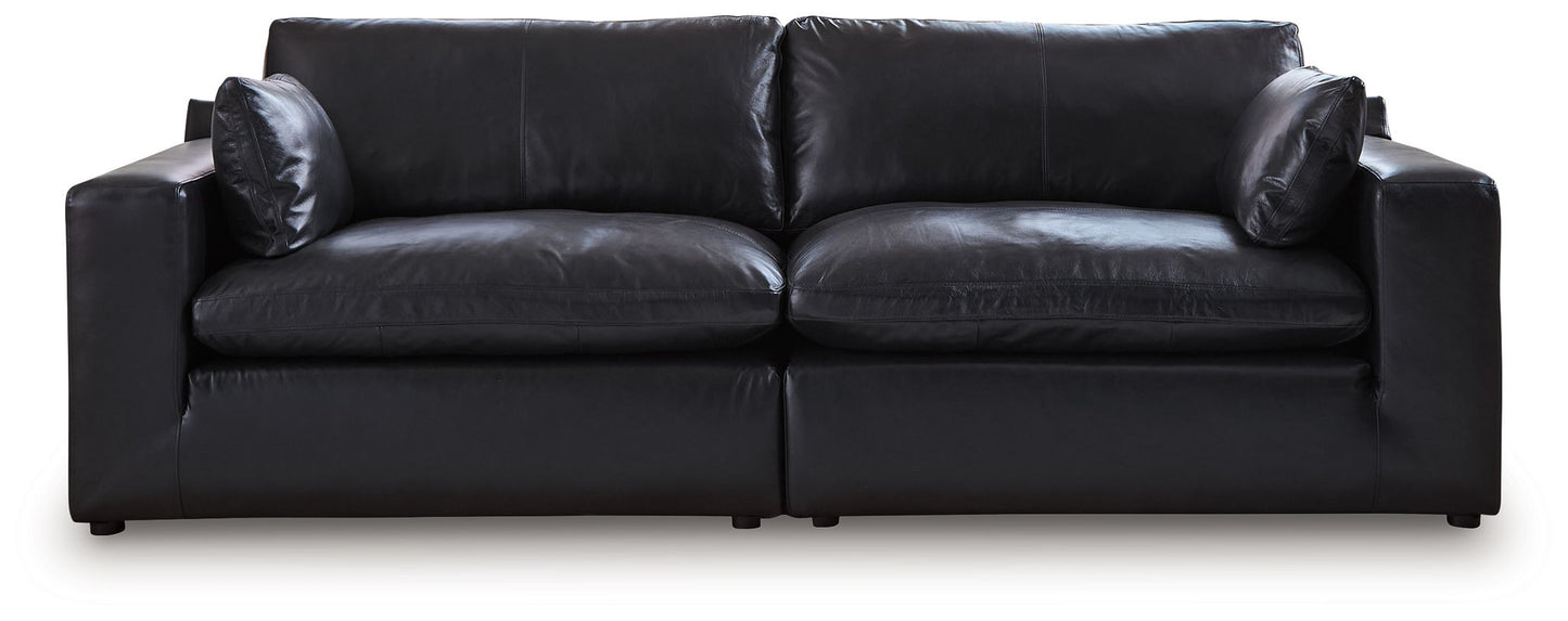 Modern Leather Match Sectional