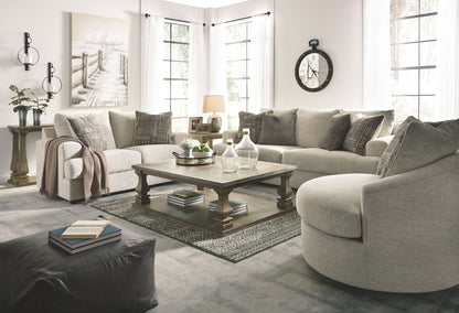 Casual Fabric 3 Piece Living Room Sets - Beige - 3 Pc. - Sofa, Loveseat, Swivel Accent Chair