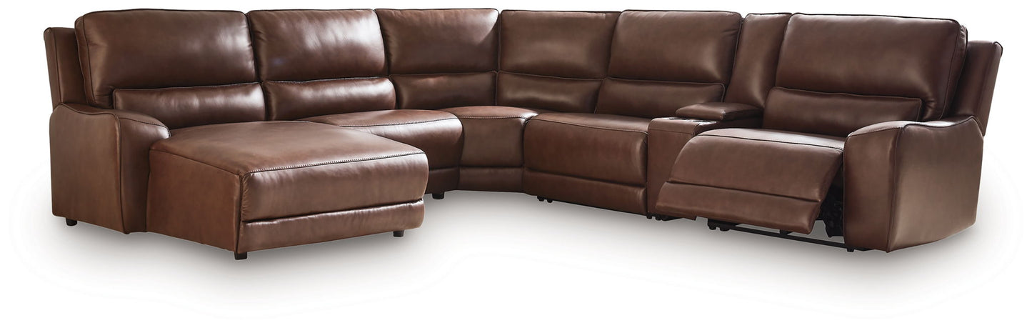 Modern Leather Match Sectional - Dark Brown - 3 Pc. Right Arm Facing Press Back Power Chaise Sectional Sofa