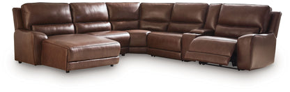 Modern Leather Match Sectional - Dark Brown - 3 Pc. Right Arm Facing Press Back Power Chaise Sectional Sofa
