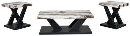 Cendill - Occasional Table Set (Set of 3) - Dark Brown / White / Black