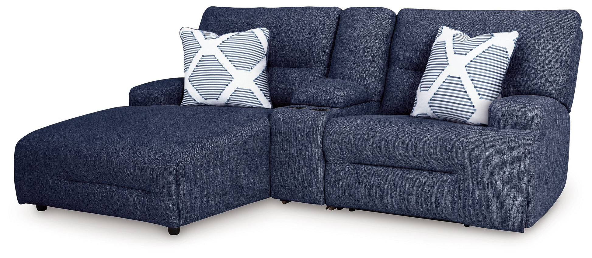 Modern Fabric Sectional - Navy - 5 Pc. Power Reclining Sectional