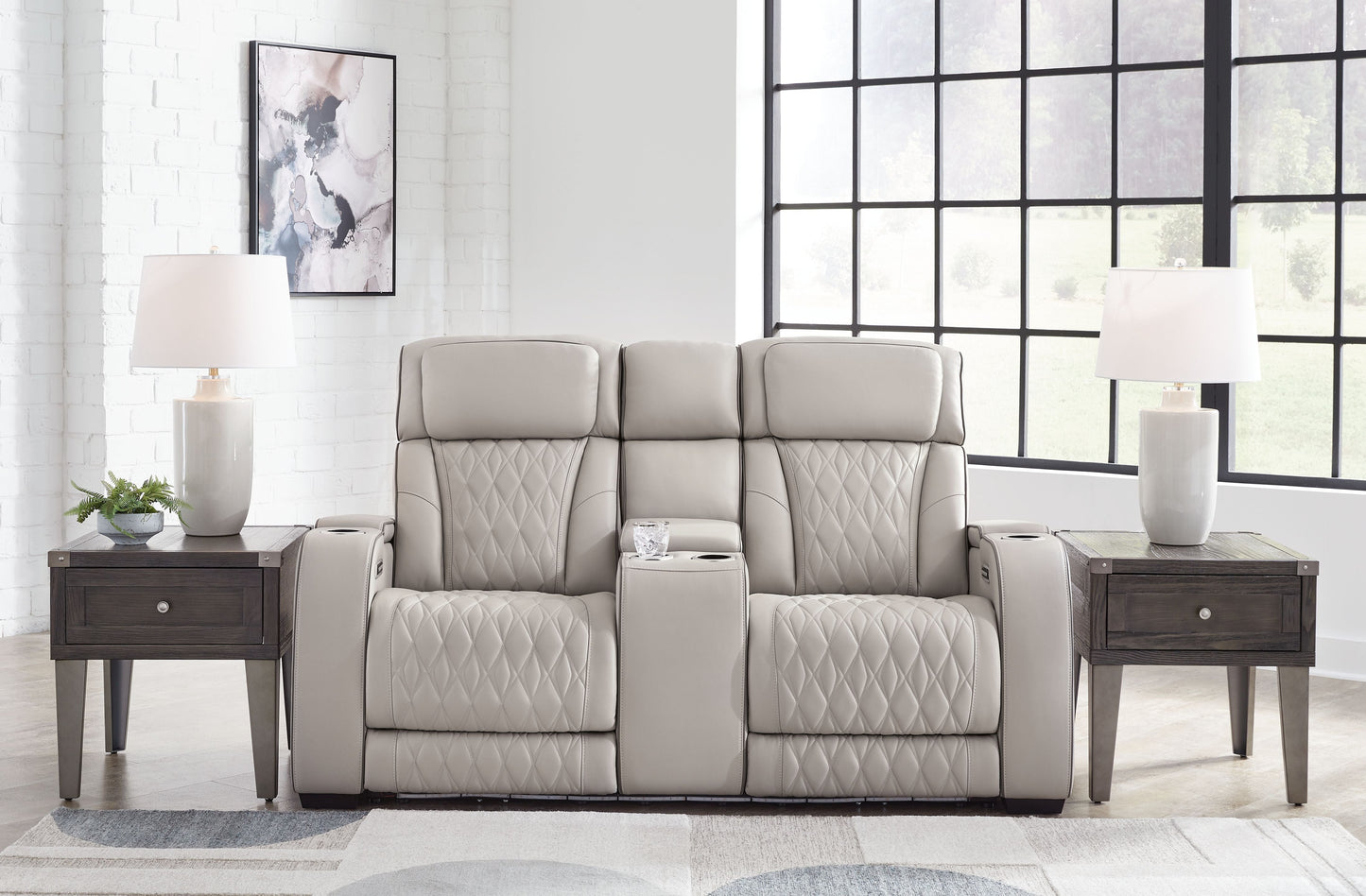 Modern Leather Match Loveseat