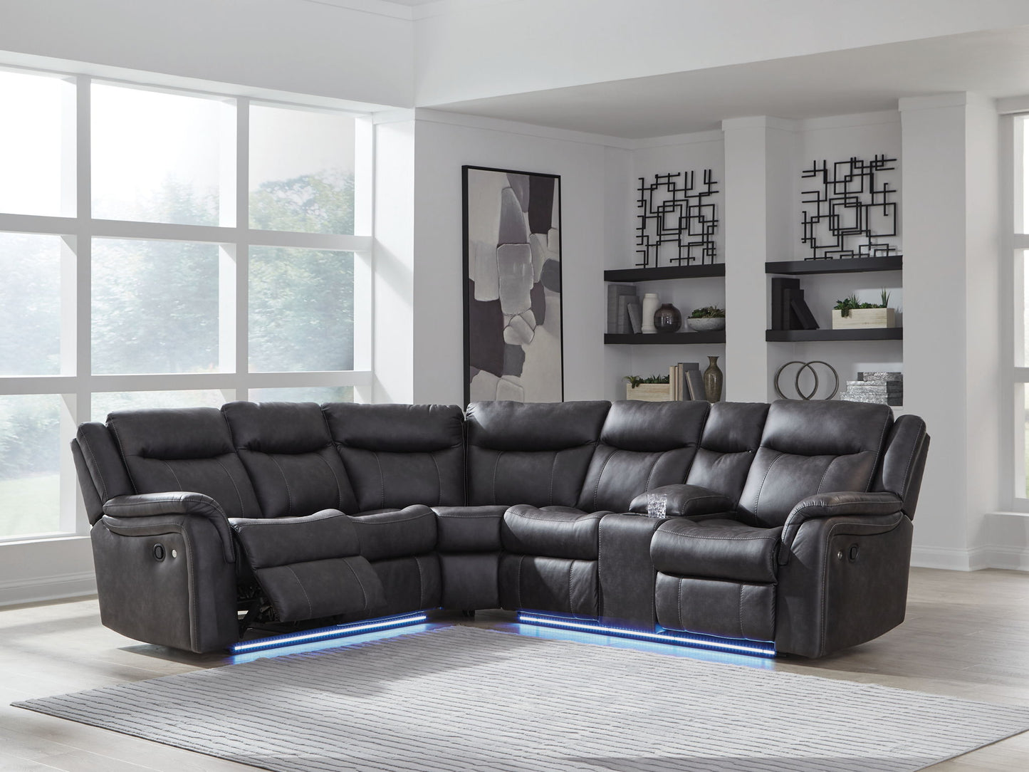 Modern Faux Leather 2-Piece Sectional