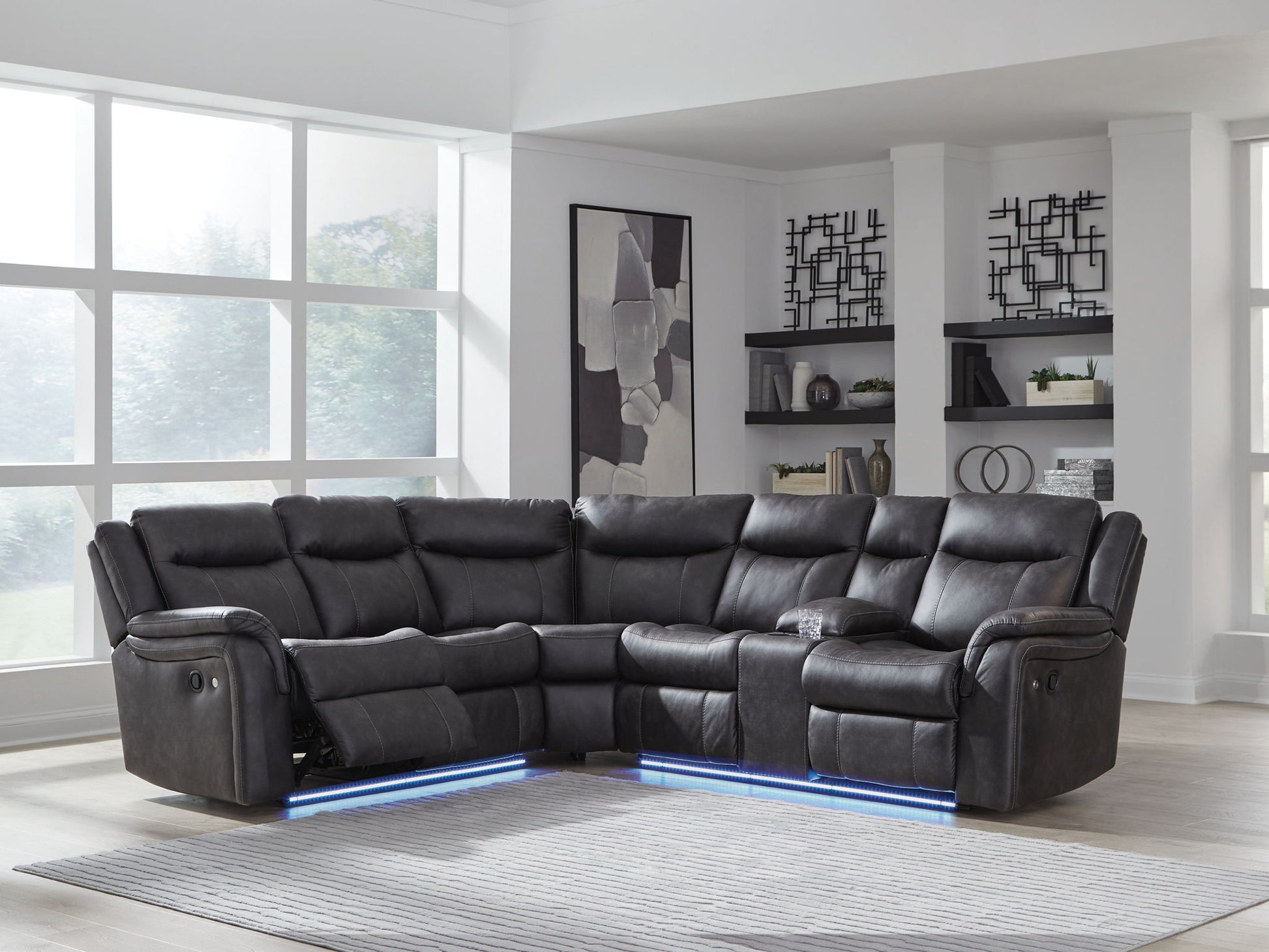 Modern Faux Leather 2-Piece Sectional