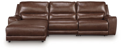 Modern Leather Match Sectional - Dark Brown - 6 Pc. Power Reclining Sectional With Storage Console