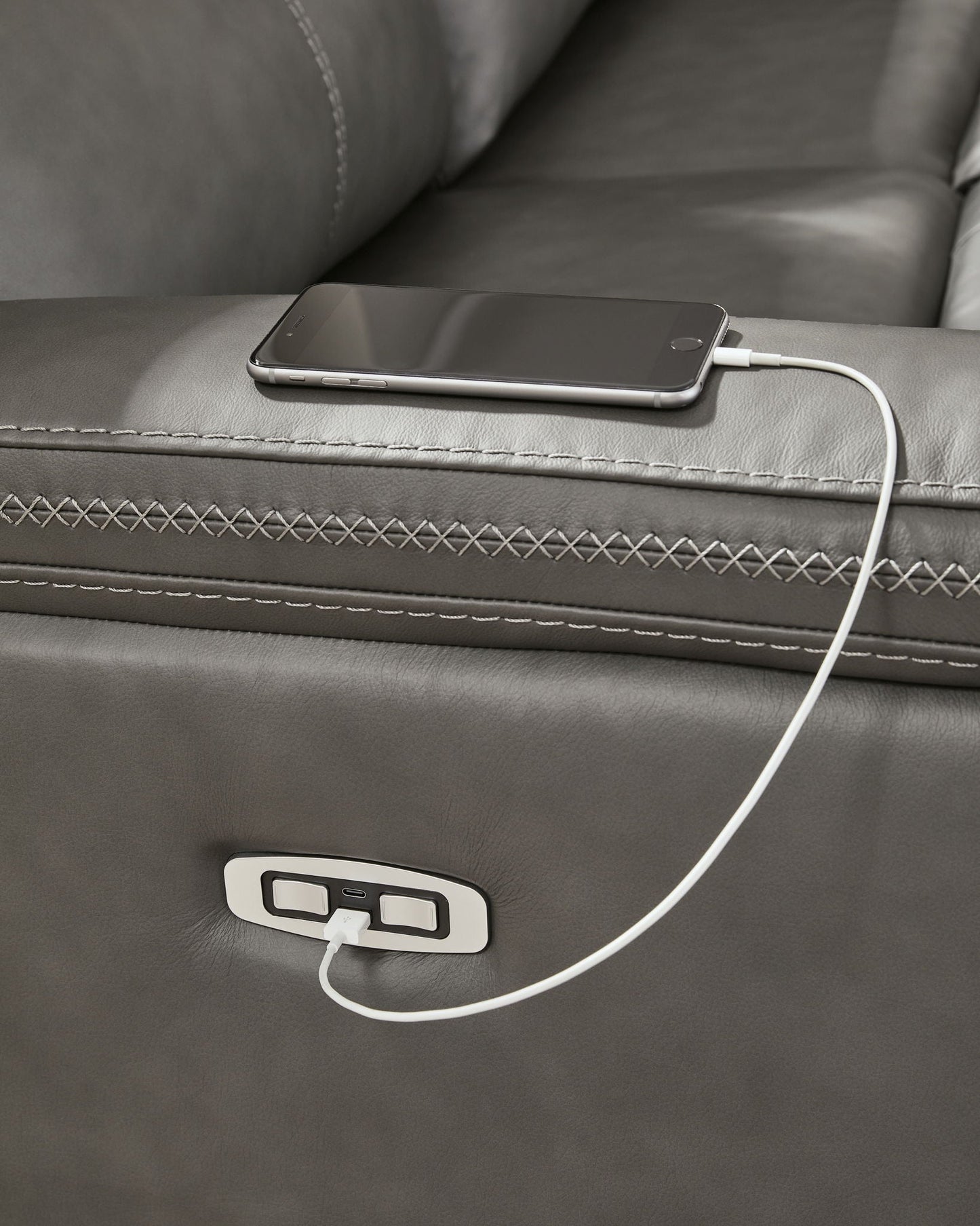 Modern Leather Match Sectional