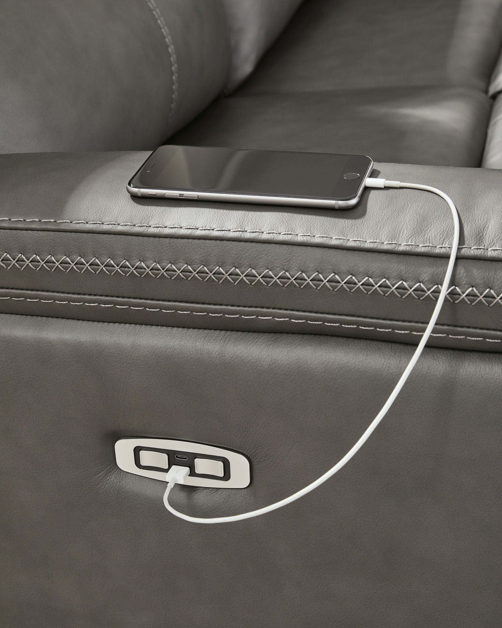 Modern Leather Match Sectional