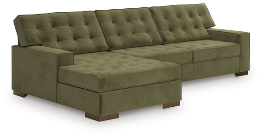 Modern Fabric Sectional - 2 Pc. Right Arm Facing Corner Chaise Sectional - Olive