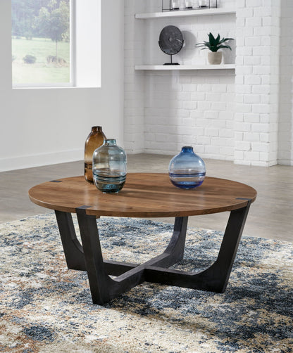 Hanneforth - Round Cocktail Table - Brown
