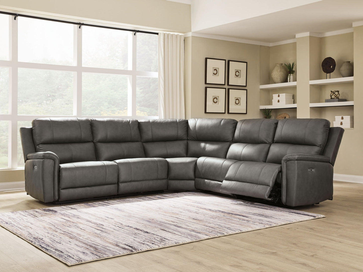 Modern Leather Match Sectional