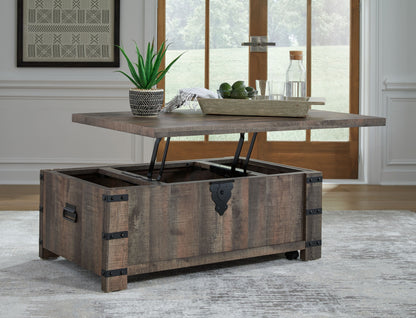 Hollum Rustic Brown - Lift Top Cocktail Table
