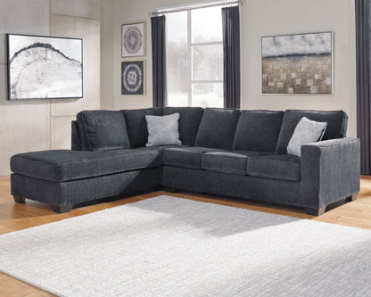 Slate Chenille Fabric Upholstered Sleeper Sectionals - side view