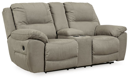 Putty Faux Leather Upholstered Reclining Loveseat - front view