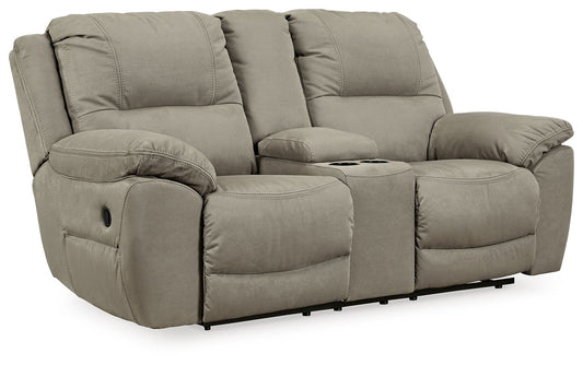Putty Faux Leather Upholstered Reclining Loveseat - front view