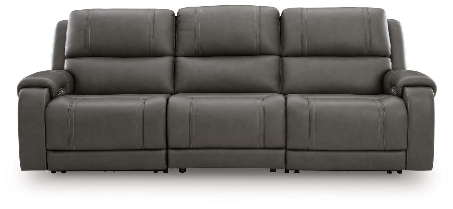 Modern Leather Match Sectional - Gray - 5 Pc. Power Reclining Sectional