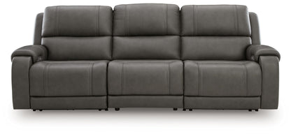 Modern Leather Match Sectional - Gray - 5 Pc. Power Reclining Sectional