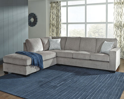 Slate Chenille Fabric Upholstered Sleeper Sectionals - detail view