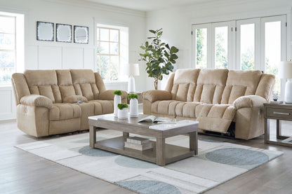 Traditional Fabric Sofa - Beige - 2 Pc. Power Reclining Sofa, Power Reclining Loveseat