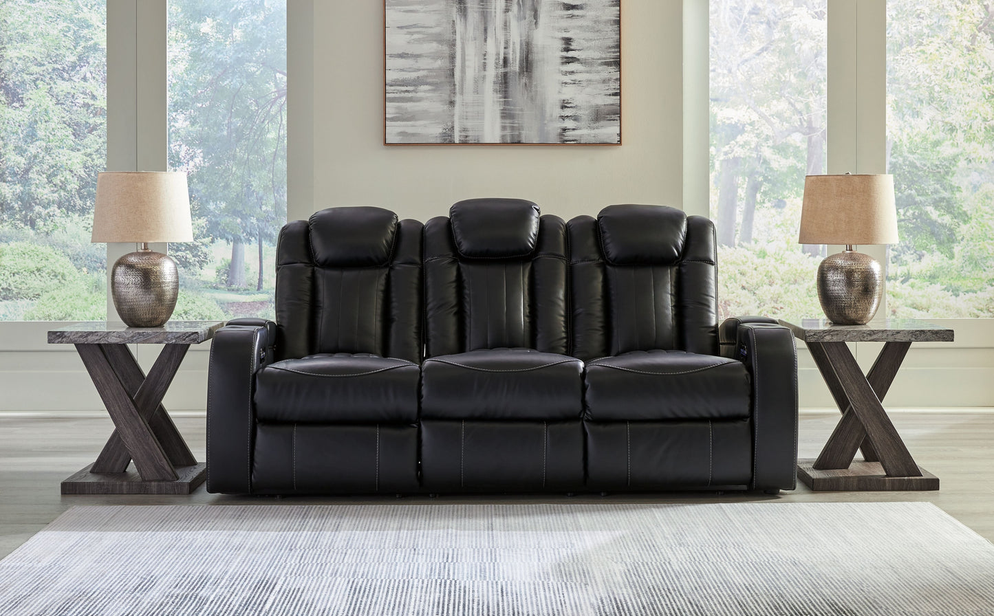 Black Storage Reclining Sofa And Loveseat - detail view