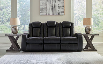 Black Storage Reclining Sofa And Loveseat - detail view