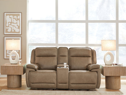 Modern Leather Match Loveseat