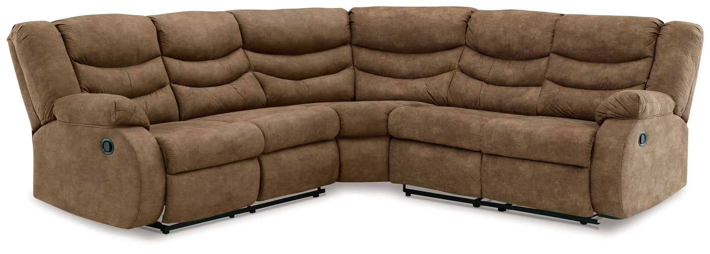 Light Brown Reclining Leather Upholstered 3 - Piece Living Room Set - rear view