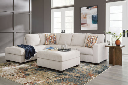 Casual Fabric 3 Piece Living Room Sets - Beige - 3 Pc. - 2-Piece Sectional With Laf Corner Chaise, Ottoman