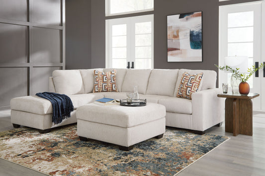 Casual Fabric 3 Piece Living Room Sets - Beige - 3 Pc. - 2-Piece Sectional With Laf Corner Chaise, Ottoman