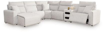 Modern Fabric Sectional - Gray - 7 Pc. Power Reclining Sectional With 2 Audio Consoles