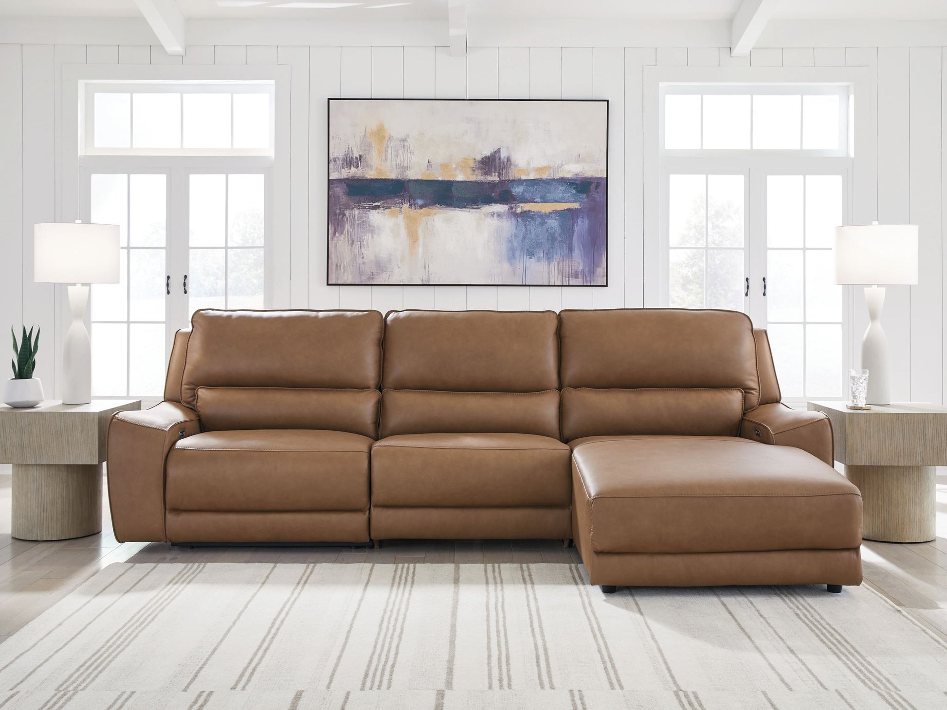 Modern Leather Match Sectional